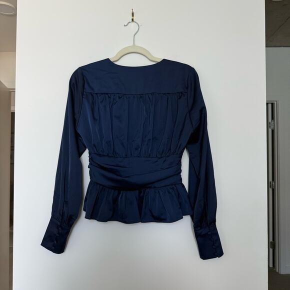 Jason Wu Satin Peplum Blouse in Blue Size S - Picture 3 of 4